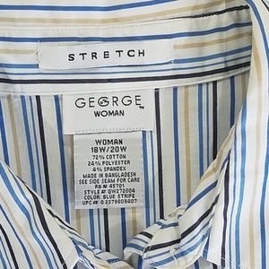 George Tops - George Blue White stripe Button Blouse 18w/20w George Tops - George Blue White stripe Button Blouse 18w/20w
